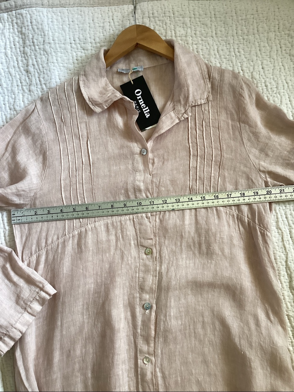 Ella Light Pink Button-Front Linen Shirt Dress - Picture 4 of 5